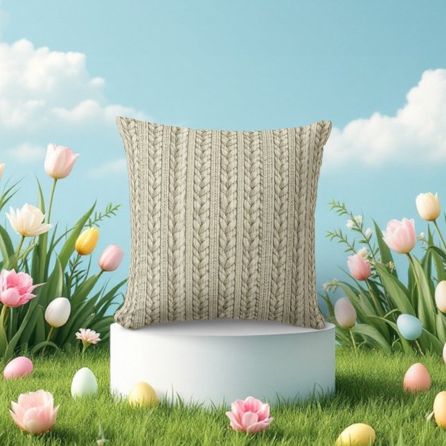 Elfenbein-Kabelstrickstruktur Kissen (Von Creator hochgeladen)