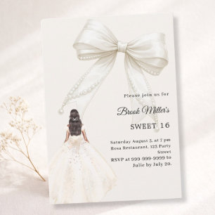 Elfenbein-Kleid-Creme-Luxus Sweet 16 Einladung