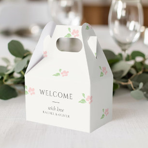 Elfenbein Kleine rosafarbene Blumen-Willkommensg Geschenkschachtel