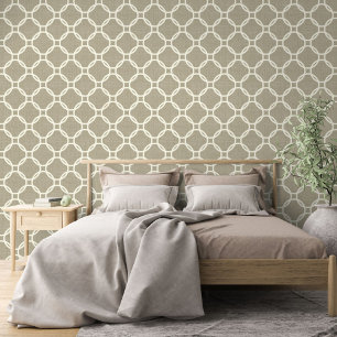 Elfenbein-Kreismuster auf leichtem Taupe-Braun Tapete