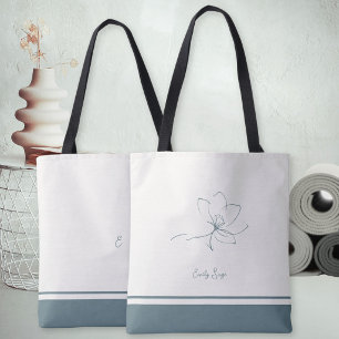 Elfenbein Küstenblau Blumige Linienkunst Minimalis