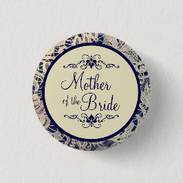 Elfenbein Lace Navy Blue Wedding Mother of the Bri Button
