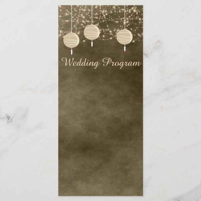 Elfenbein-Laternen Hochzeitsprogrammkarte Programm (Vorderseite)