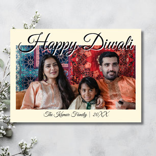 Elfenbein Licht Luxus Foto Frohes Diwali Gruß Feiertagskarte