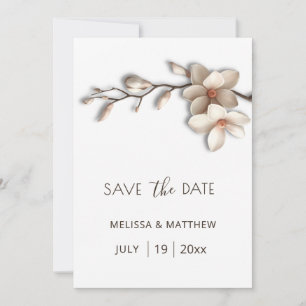 Elfenbein Magnolie 3D Blumen Save The Date