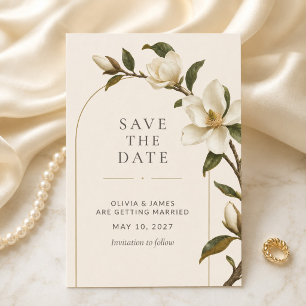 Elfenbein-Magnolie Goldener Bogen Save the Date