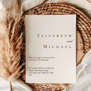 Elfenbein-Minimalist-Boho-Elegant-Script-Hochzeit  Einladung