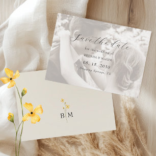 Elfenbein Minimalistische Foto Hochzeit Save The Date