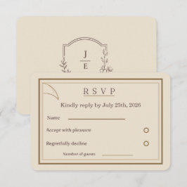 Elfenbein-Minimalistische Hochzeits-RSVP-Karte | P RSVP Karte