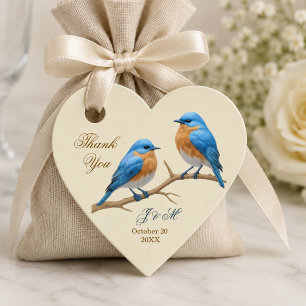 Elfenbein Pastell Verliebte Vögel Romantische Blau Geschenkanhänger