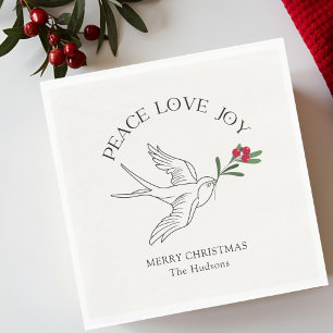 Elfenbein PEACE LIEBE JOY Snowbird Weihnachtsfei Serviette