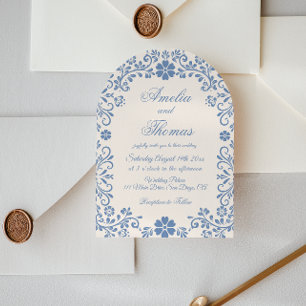 Elfenbein-Powderblau-whimsische-Hochzeitseinladung Einladung