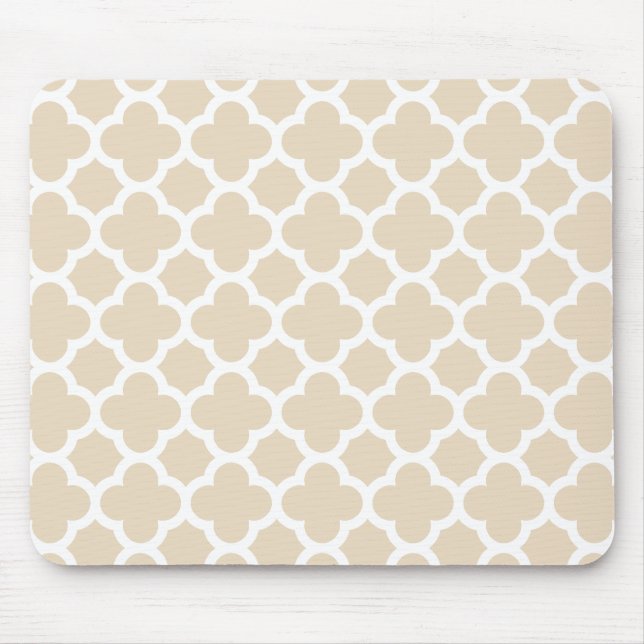 Elfenbein Quatrefoil Gitter-Muster Mousepad (Vorne)