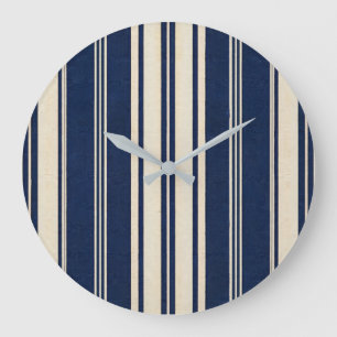 Elfenbein-Restaurierung Navy Blau Vintage-Weave-Op Große Wanduhr
