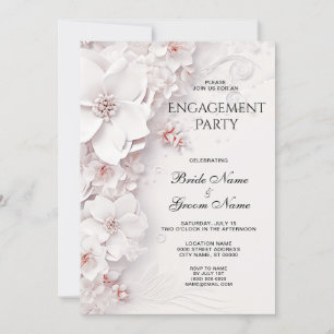 Elfenbein-Rosa-Blumen-Verlobung Einladung