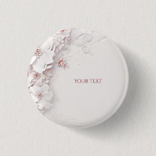 Elfenbein-Rosa-Blumenknopf Button