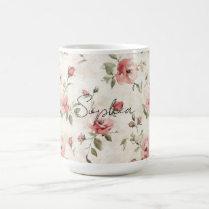 Elfenbein-Rosa-Rosen-Blumen   Kaffeetasse