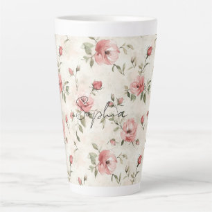 Elfenbein-Rosa-Rosen Blumen Milchtasse