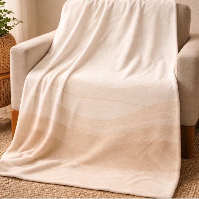 Elfenbein-Rosa-Wellen-Fliesblanke Fleecedecke (Ivory and blush waves with taupe trim for elevated coastal layering)