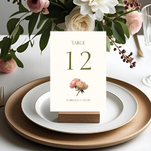 Elfenbein Rose Wedding Tischnummer Card
