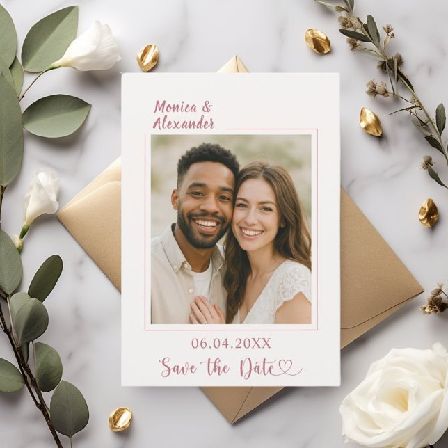 Elfenbein-Roségold-Foto-Hochzeit „Save the Date“ Save The Date (Von Creator hochgeladen)