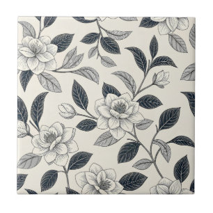 Elfenbein-Rosen-Midnight-Navy-Marmor-Botanik Fliese