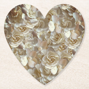 Elfenbein-Rosen-Muster – Elegante Blumenkunst Untersetzer