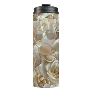 Elfenbein-Rosenmuster – Elegante Blumenkunst Thermosbecher