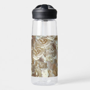 Elfenbein-Rosenmuster – Elegante Blumenkunst Trinkflasche