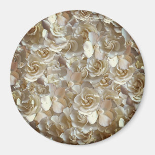 Elfenbein-Rosenmuster – Elegante Blumige Kunst Magnet