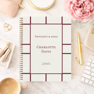 Elfenbein-rotes Gittergeschäft Notizbuch