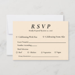 Elfenbein-RSVP-Karte mit Menüauswahl RSVP Karte