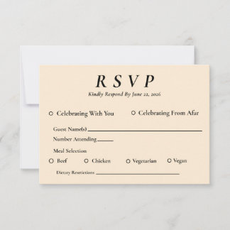 Elfenbein-RSVP-Karte mit Menüauswahl RSVP Karte