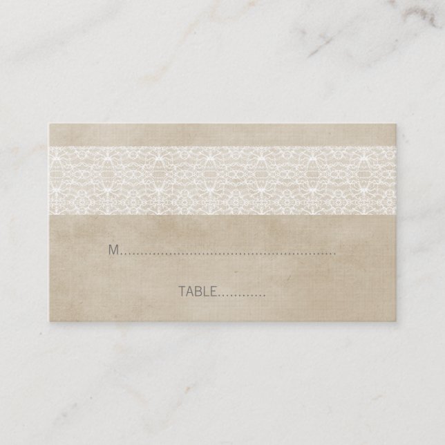 Elfenbein Rustic Lace Wedding Platzkarte (Vorderseite)