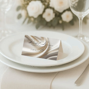Elfenbein-Satin-Platzkarte für die Hochzeit Platzkarte