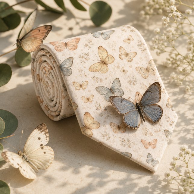 Elfenbein-Schmetterling  Soft Vintage  Krawatte (Von Creator hochgeladen)
