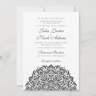 Elfenbein Schwarz Weiß Whimsical Floral Mandala Ho Einladung