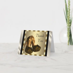 Elfenbein schwarze Gold High Heel Schuhe Danksagun Dankeskarte