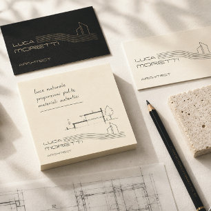 Elfenbein-Schwarzer Luxus-Architekten-Branding Min Post-it Klebezettel