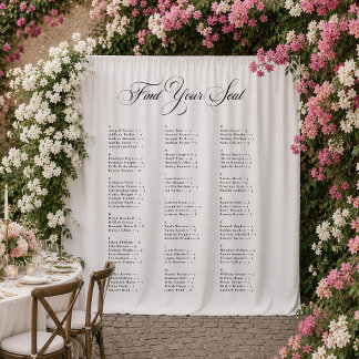 Elfenbein-Schwarzes Alphabetisches Hochzeitssitzpl Wandteppich