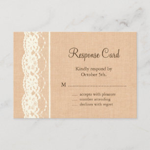 Elfenbein-Spitze-und Licht-Leinwand UAWG RSVP Karte