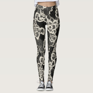 Elfenbein-Spitzenblume Leggings