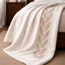 Elfenbein-Taupe-Flecht-Sherpa-Decke