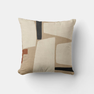 Elfenbein-Taupe-Geometrie-Patchworkdruck Kissen