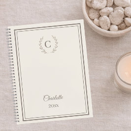 Elfenbein-Taupe Monogramm Personalisiert Stille Lu Planer