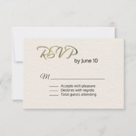 Elfenbein Textured Look Wedding RSVP Karte