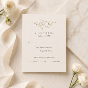 Elfenbein- und Altgold-Botanik-Hochzeits-RSVP-Kart RSVP Karte