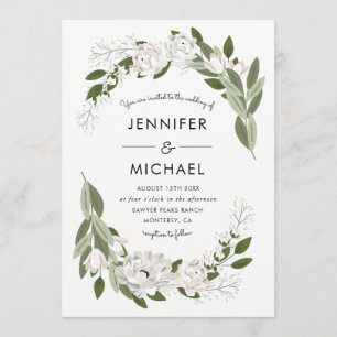 Elfenbein und Blush Wedding Sprigs Einladung