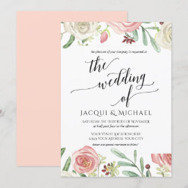 Elfenbein und Blütenblütenblüte Hochzeiten Rose Bl Einladung