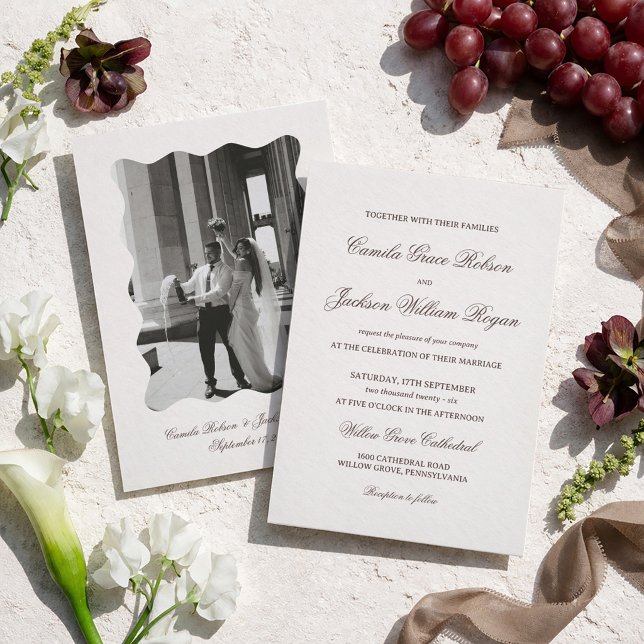 Elfenbein und Braune Hochzeit Einladung (Von Creator hochgeladen)